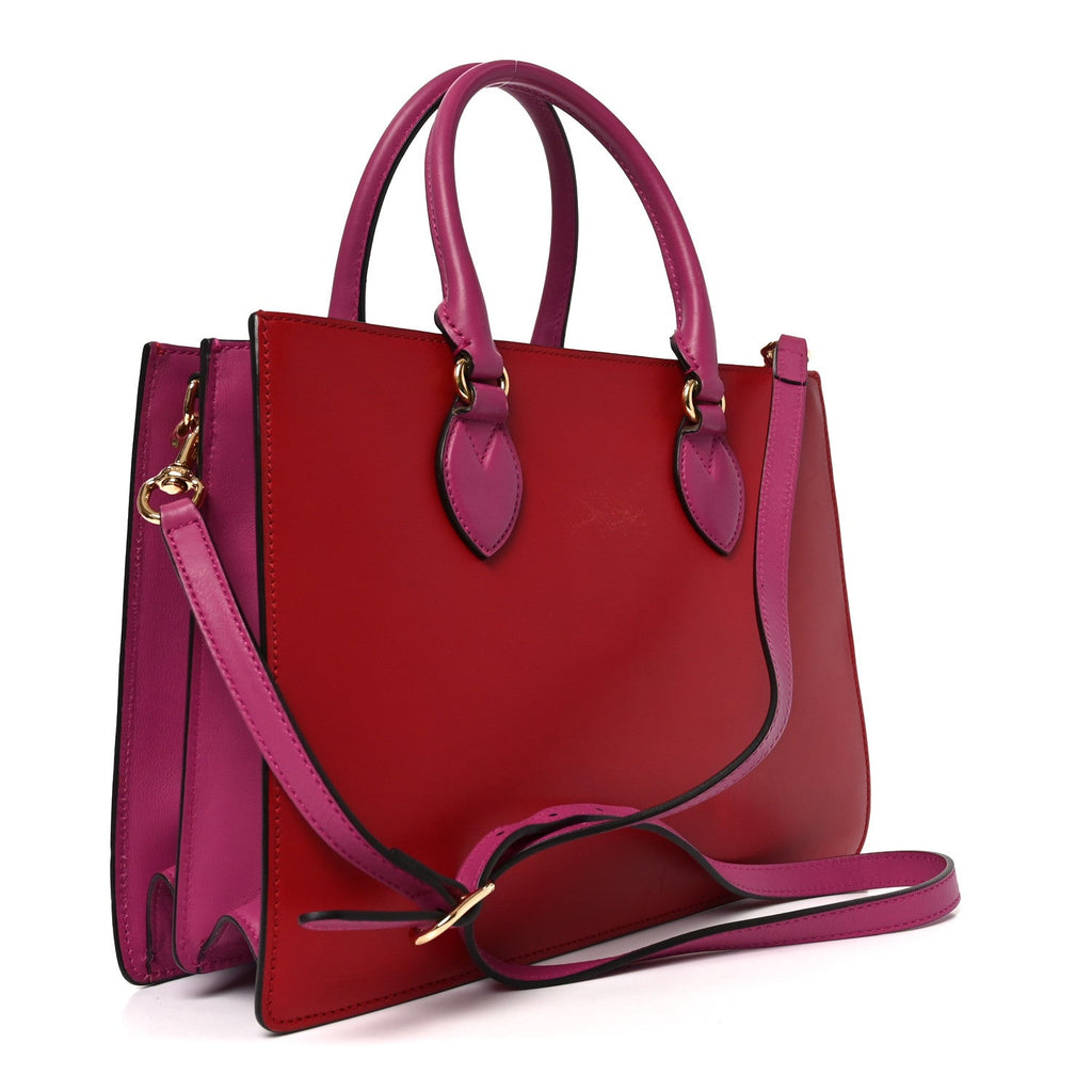 Gucci Calfskin Small Top Handle Bag Hibiscus Red New Rosette
