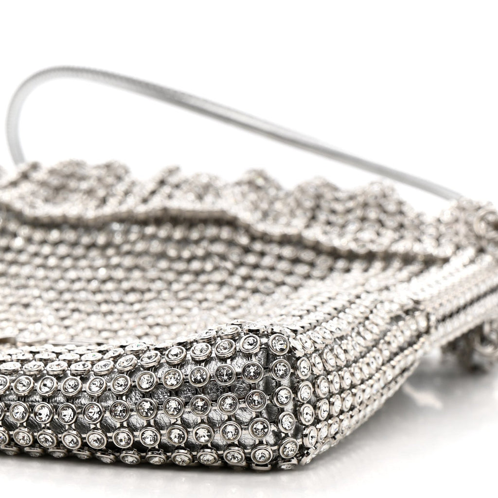 Chanel Crystal Embellished Metallic Lambskin Mini Chanel 22 Silver