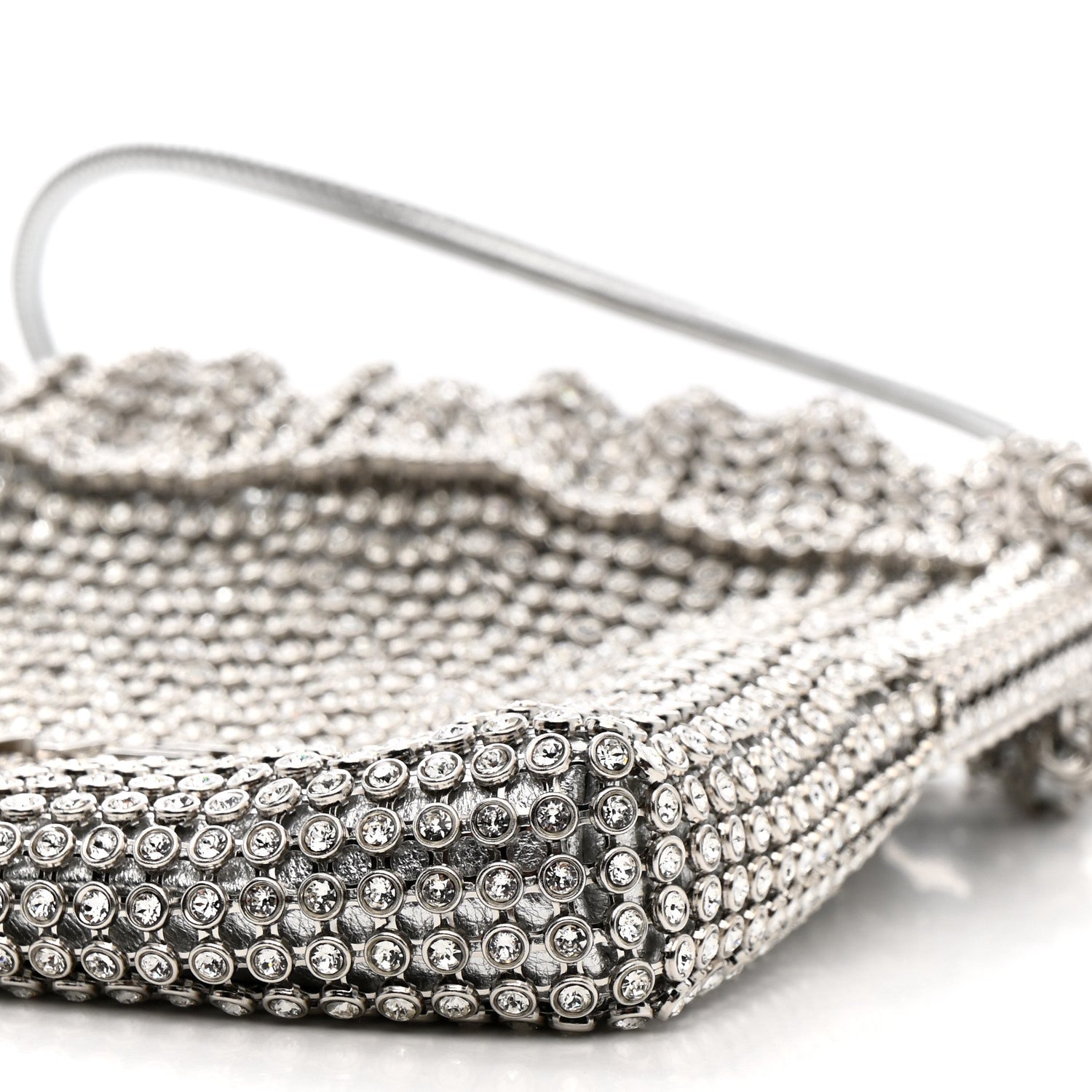 Chanel Crystal Embellished Metallic Lambskin Mini Chanel 22 Silver