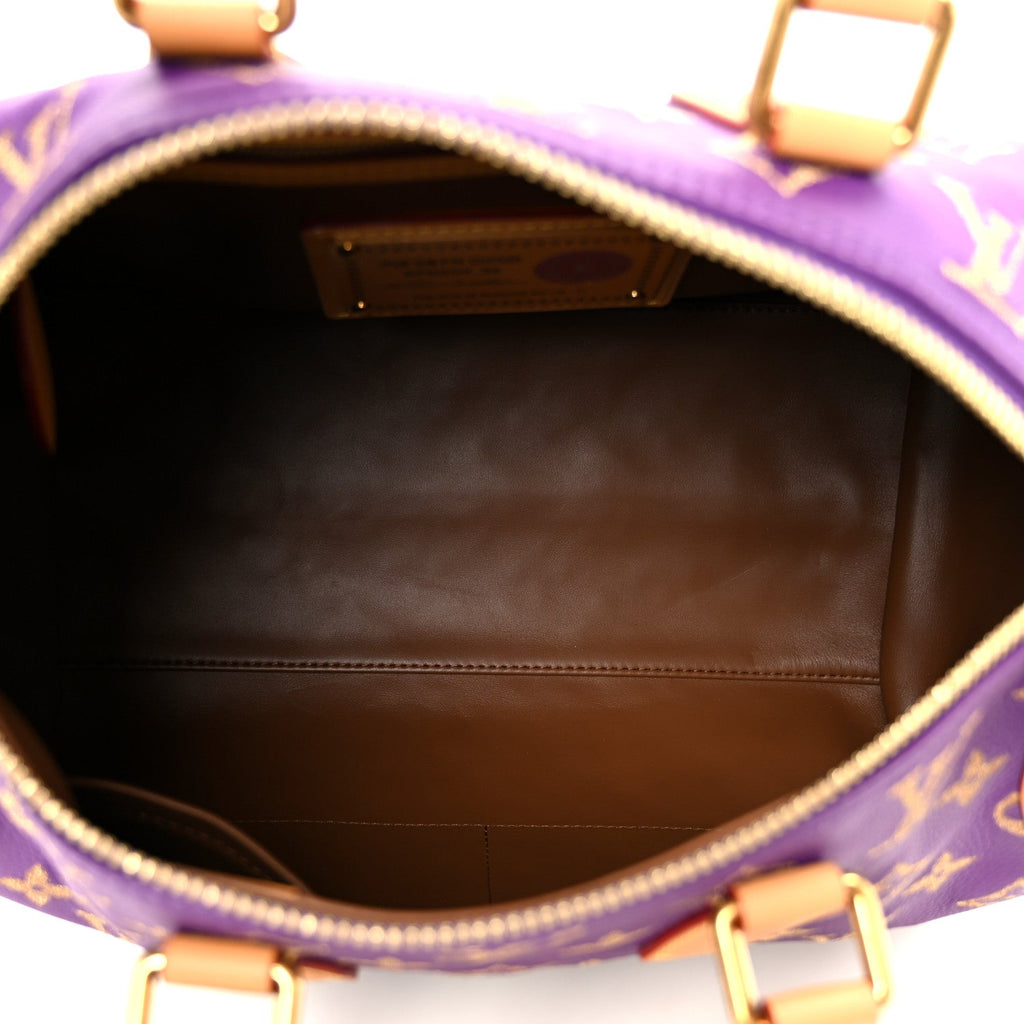 Louis Vuitton Calfskin Embroidered Monogram Speedy P9 Bandouliere 30 Golden Lotus Purple