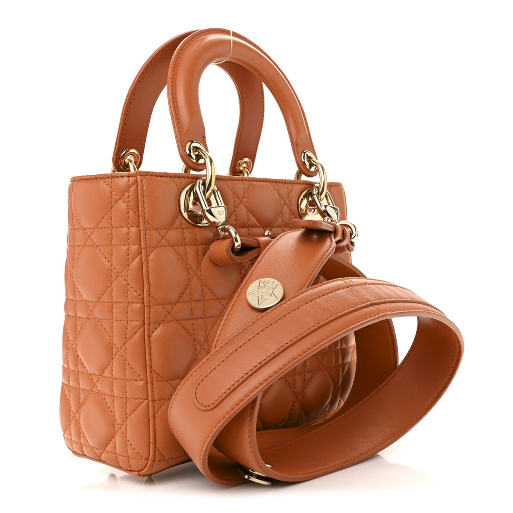 Christian Dior Lambskin Cannage Small Lucky Badges My Lady Dior Orange