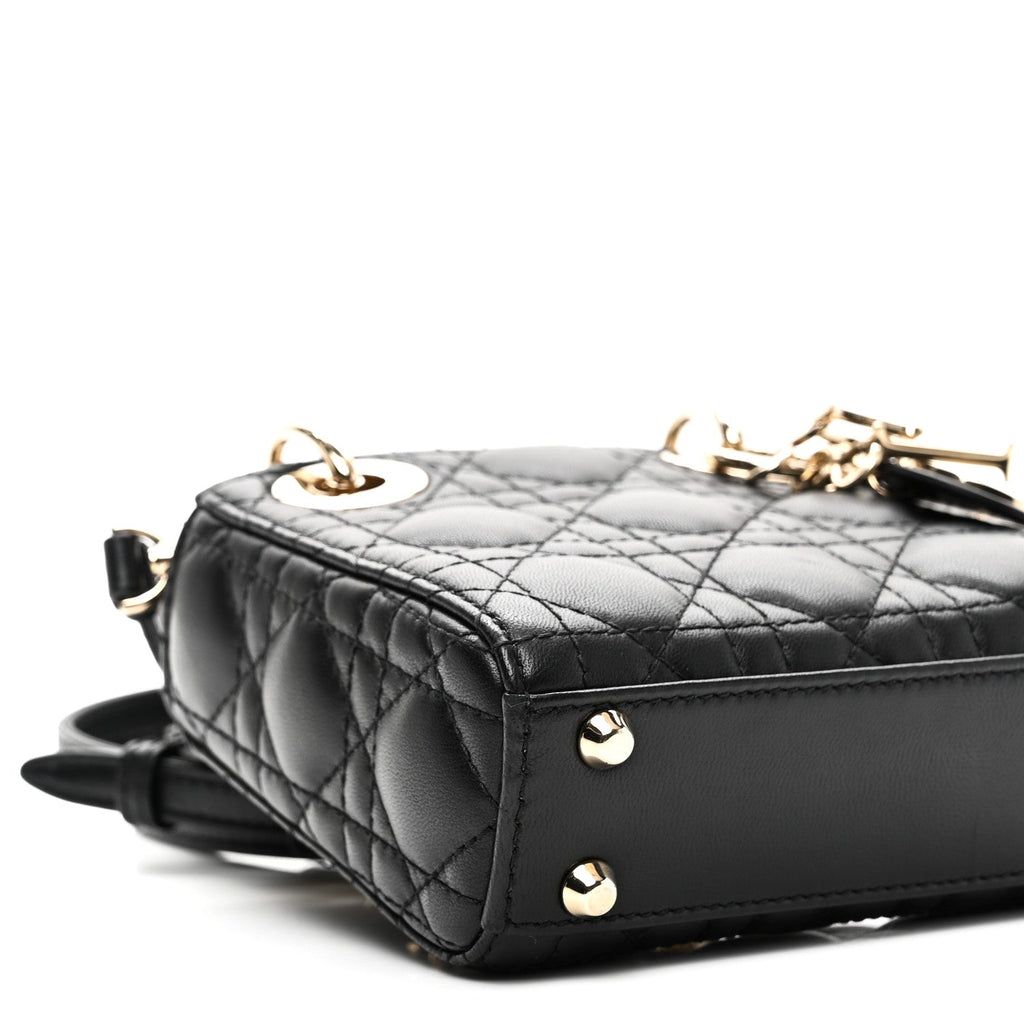 Christian Dior Lambskin Cannage Micro Lady Dior Black