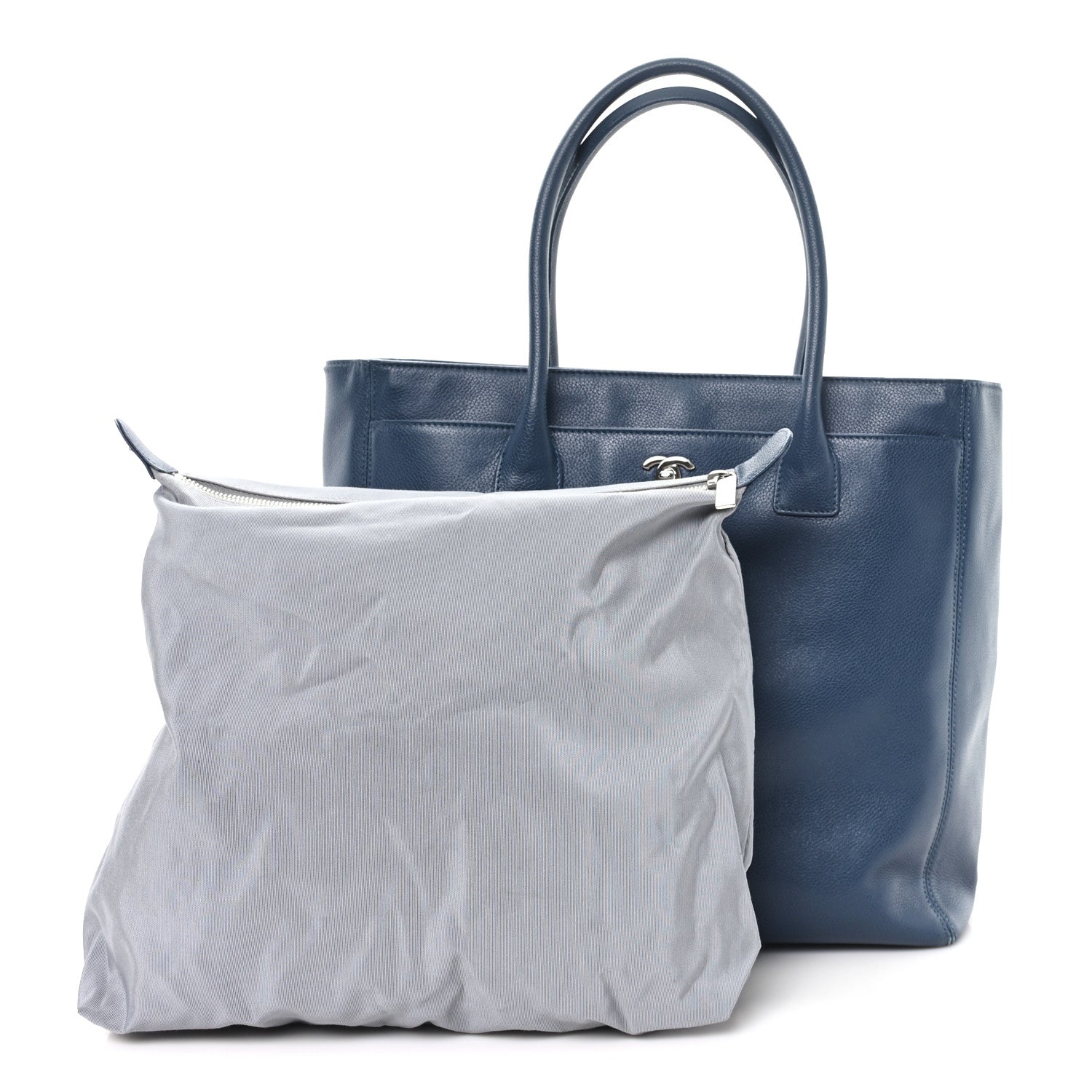Chanel Caviar Tall Cerf Tote Blue