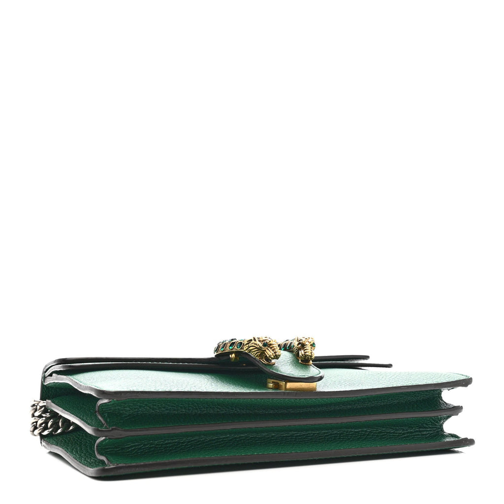 Gucci Dollar Calfskin Crystal Small Dionysus Shoulder Bag Emerald