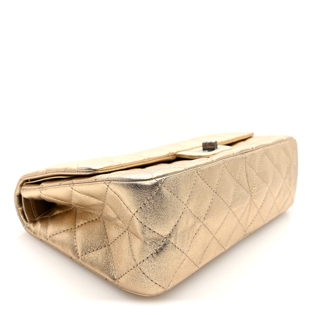 Chanel Metallic Aged Calfskin Quilted 2.55 Reissue 227 Flap Pale Gold