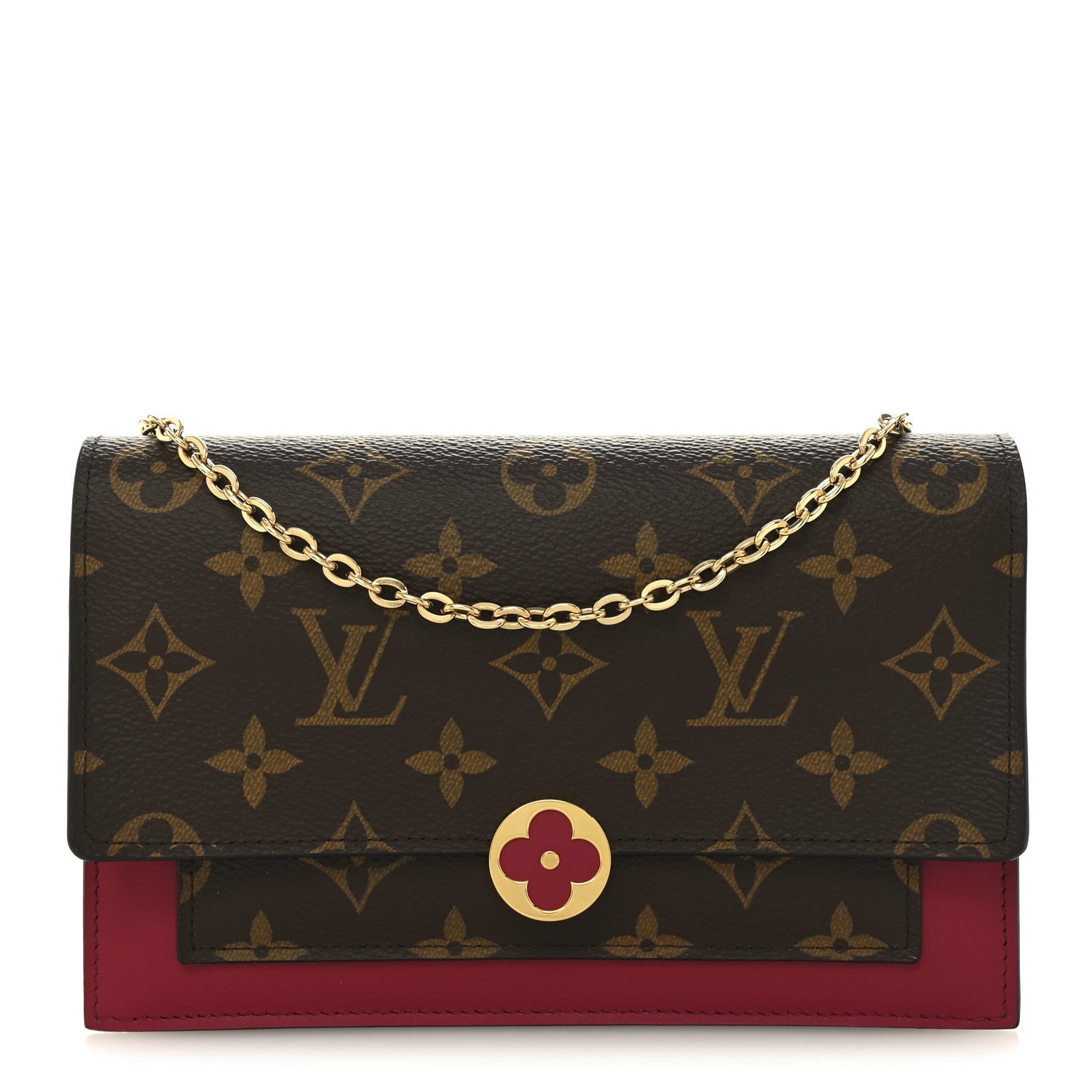 Louis Vuitton Monogram Flore Chain Wallet Fuchsia