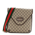 Gucci GG Supreme Monogram Web Medium Neo Vintage Flap Messenger Bag Beige New Acero