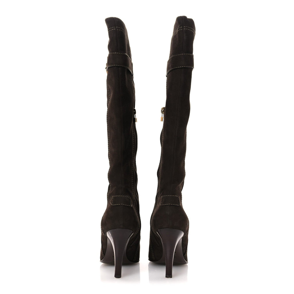 Louis Vuitton Suede High Boots 40 Brown