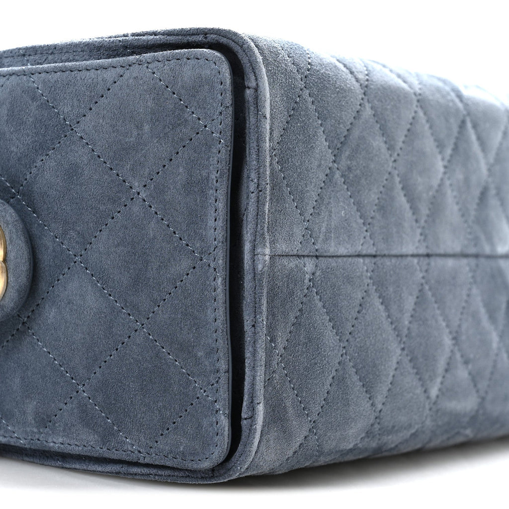 Chanel Suede Quilted Small Chanel 25 Handbag Blue