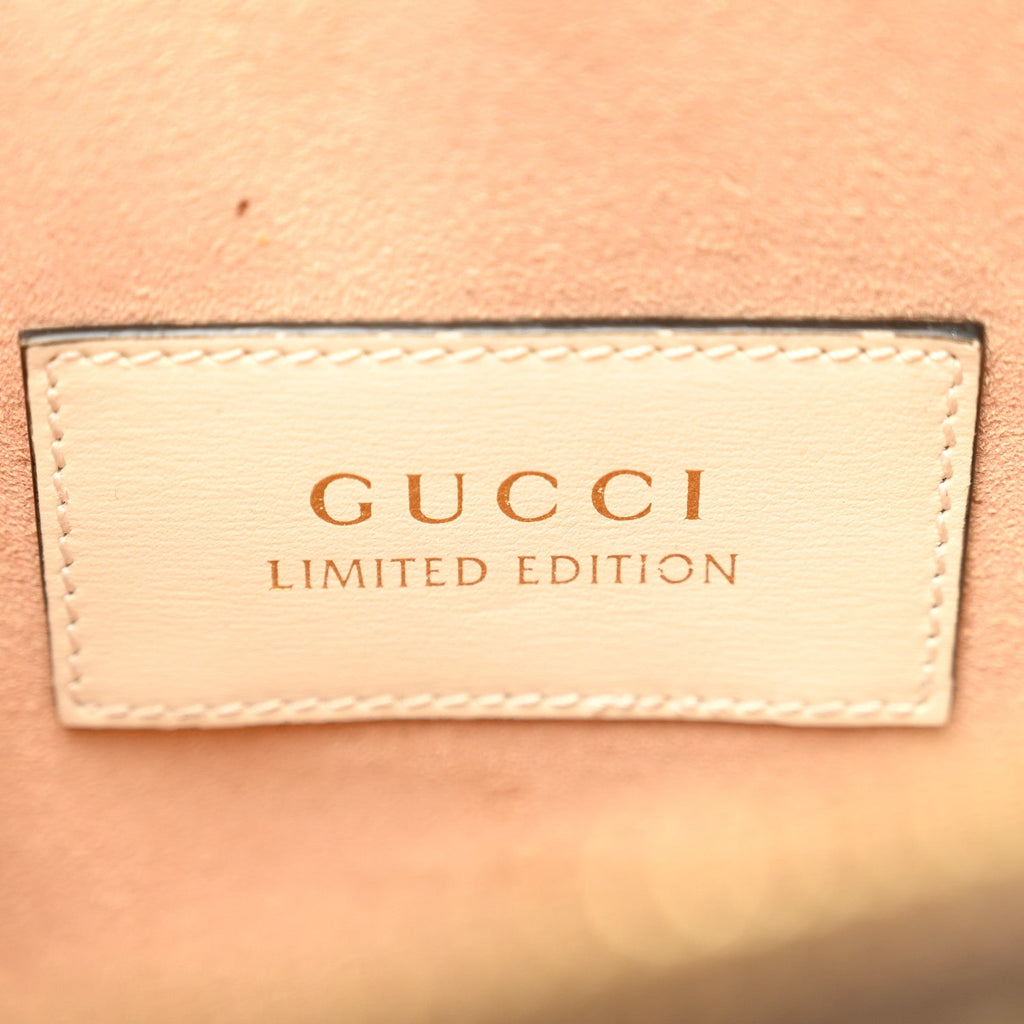 Gucci Snakeskin Boarded Plutone Calfskin Mini Horsebit 1955 Top Handle Bag White Multicolor
