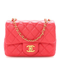 Chanel Lambskin Quilted Mini Pearl Crush Flap Red