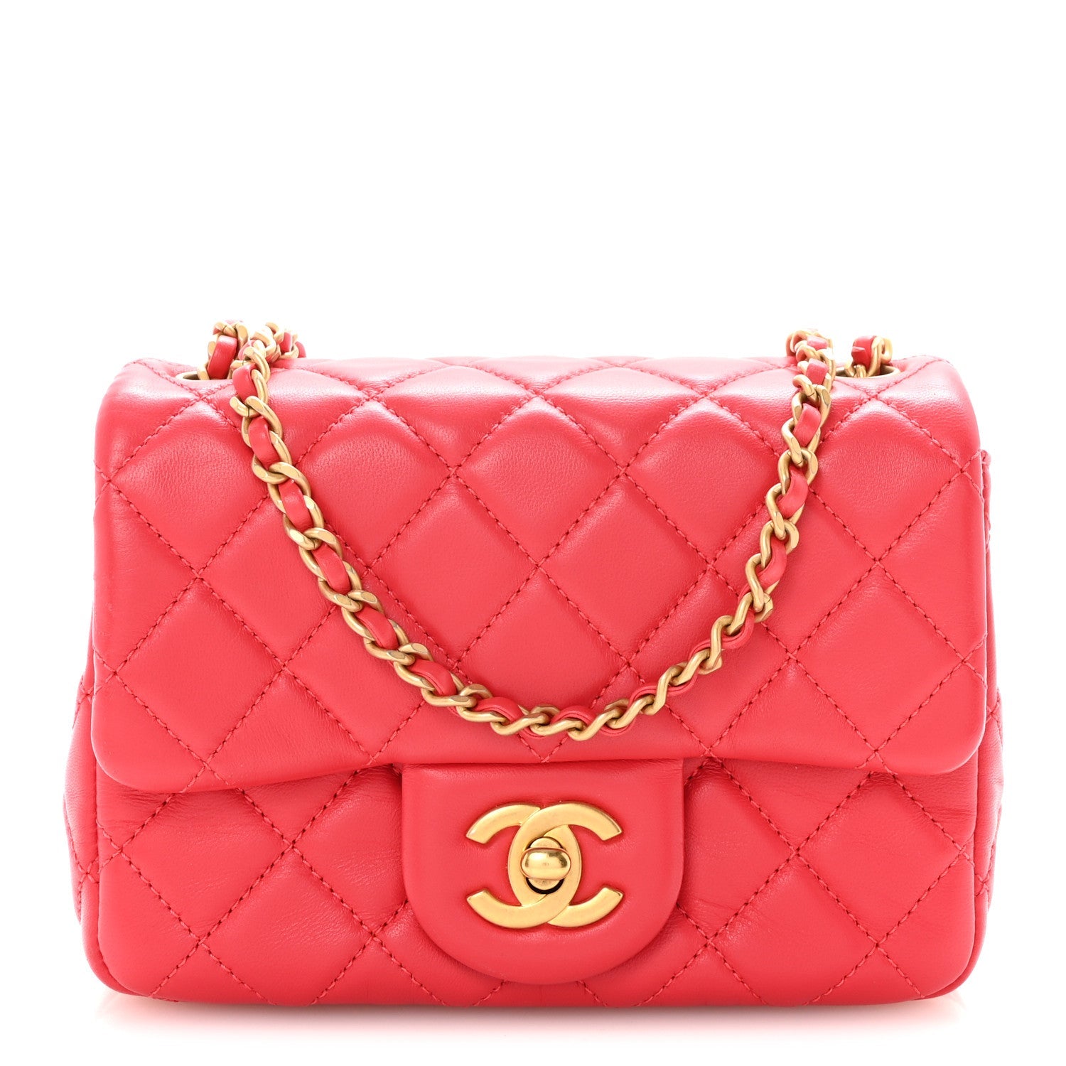 Chanel Lambskin Quilted Mini Pearl Crush Flap Red