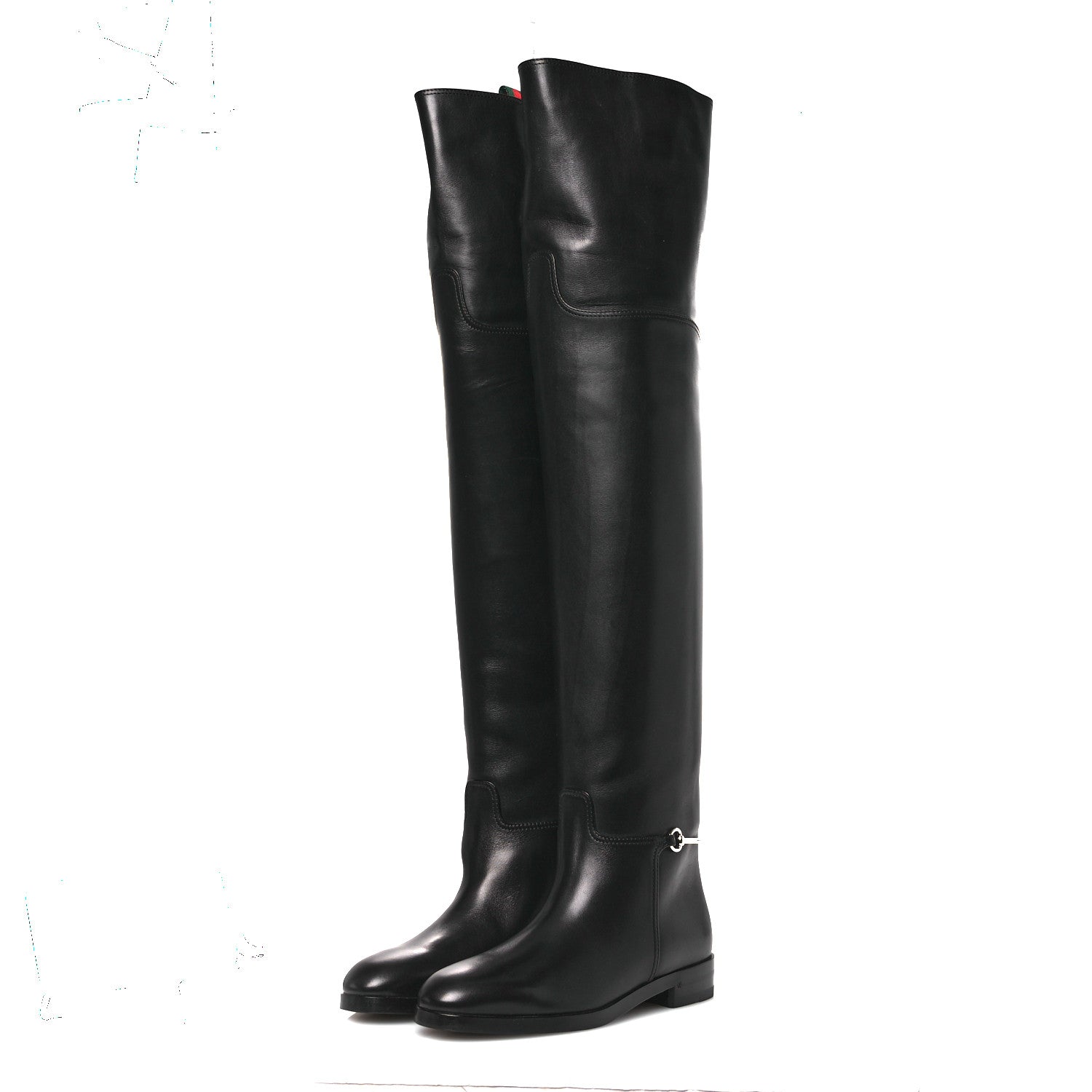 Gucci Calfskin Slim Horsebit Over The Knee High Boots 37 Black