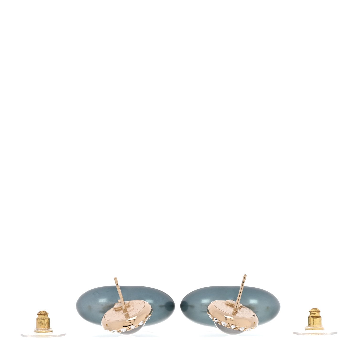 Pearl Crystal CC Heart Drop Earrings Blue