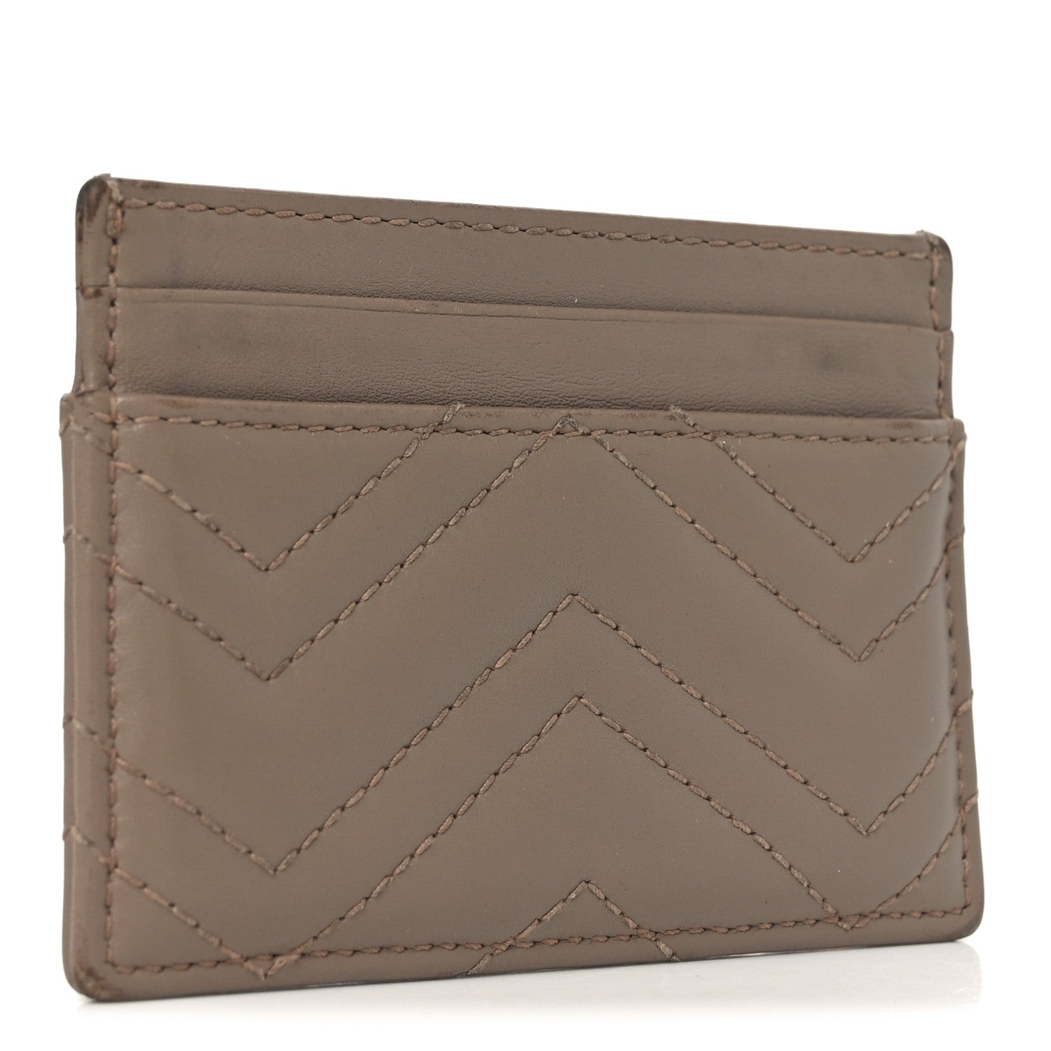 Gucci Calfskin Matelasse GG Marmont Card Holder Porcelain Rose