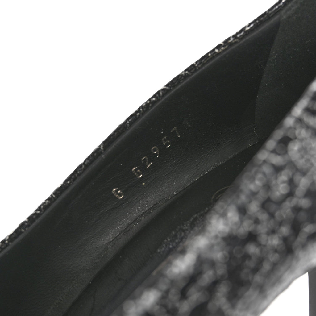 Metallic Crackled Calfskin Patent Cap Toe Pumps 41 Silver Black