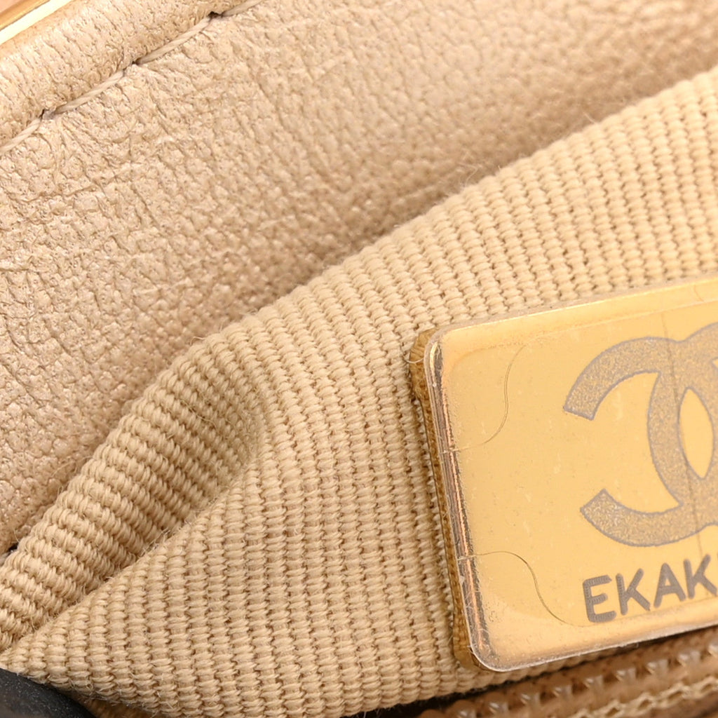 Chanel Mirror Calfskin Metallic Calfskin Quilted Nano Kelly Shopper Gold