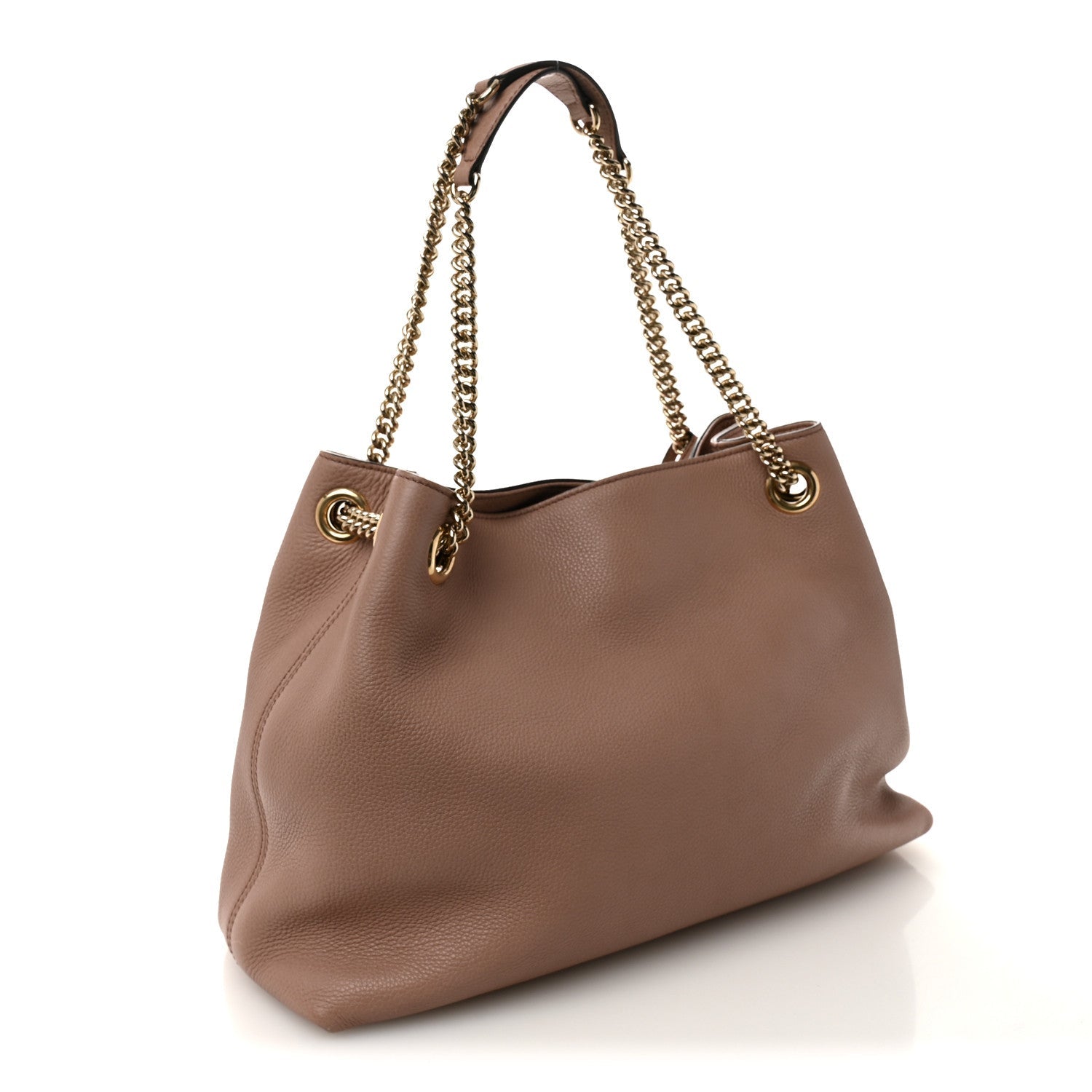 Gucci Pebbled Calfskin Medium Soho Chain Shoulder Bag Camelia