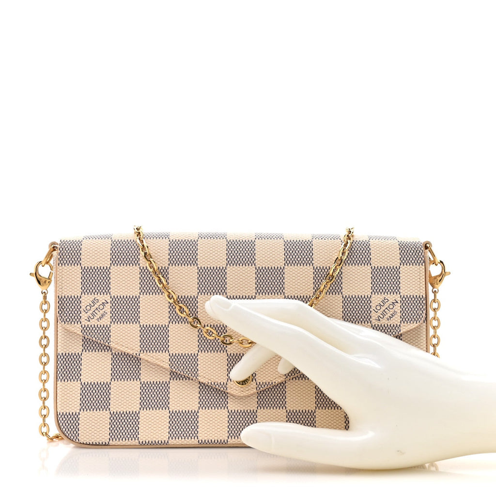 Louis Vuitton Damier Azur Pochette Felicie Chain Wallet Rose Ballerine