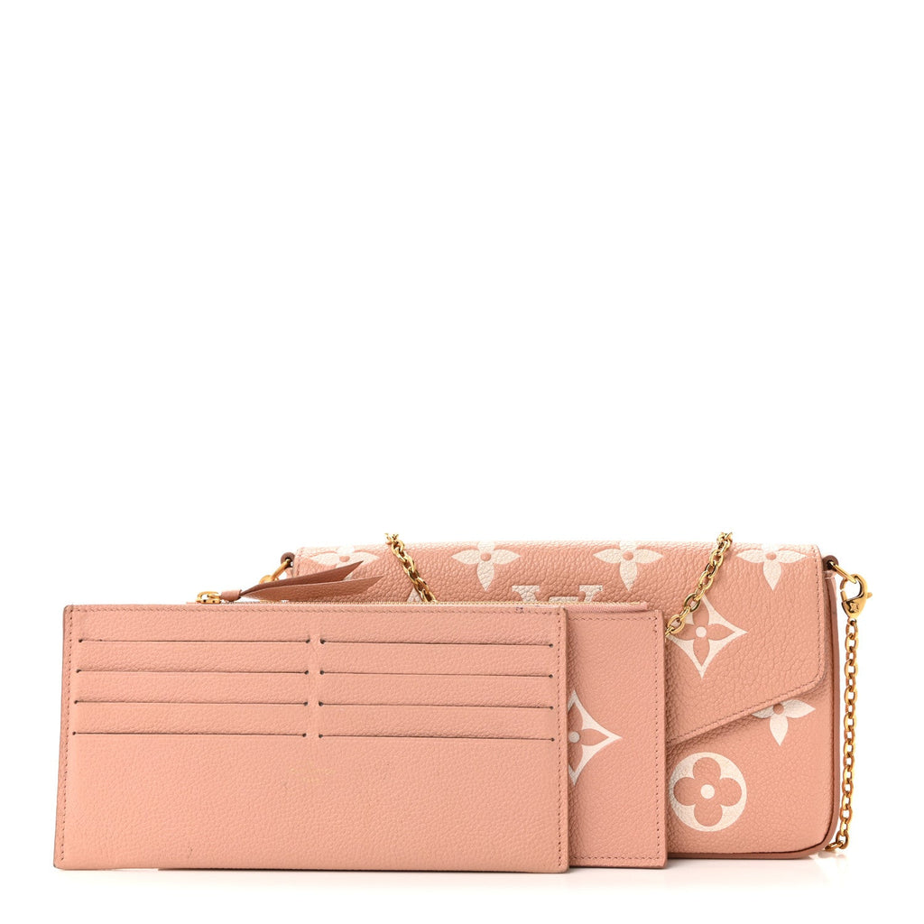 Louis Vuitton Empreinte Monogram Giant Felicie Pochette Chain Wallet Rose Trianon Creme