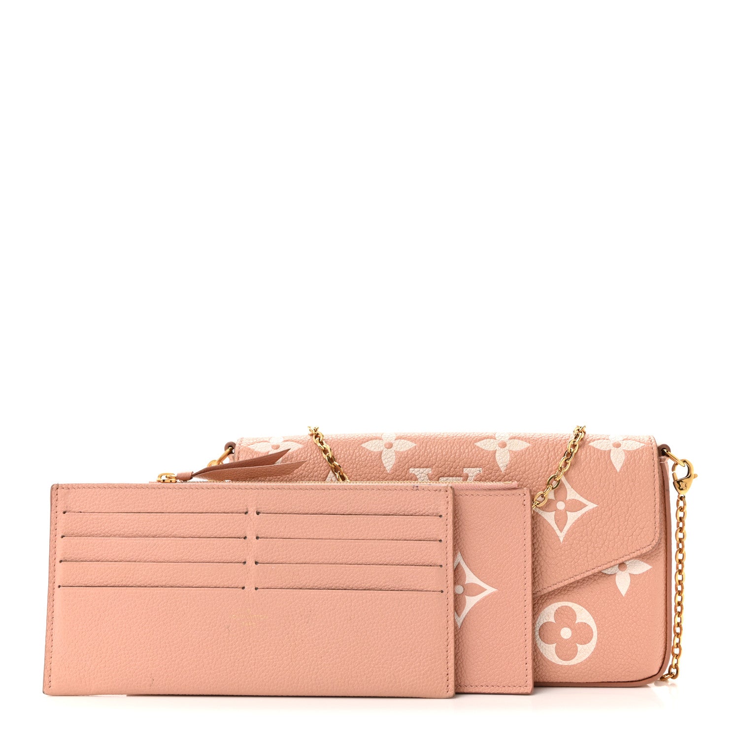 Louis Vuitton Empreinte Monogram Giant Felicie Pochette Chain Wallet Rose Trianon Creme