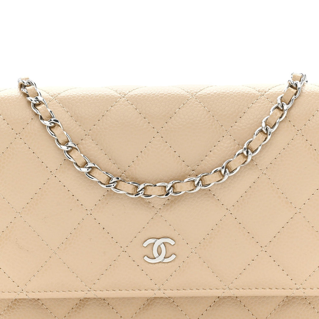 Chanel Caviar Quilted Wallet on Chain WOC Beige