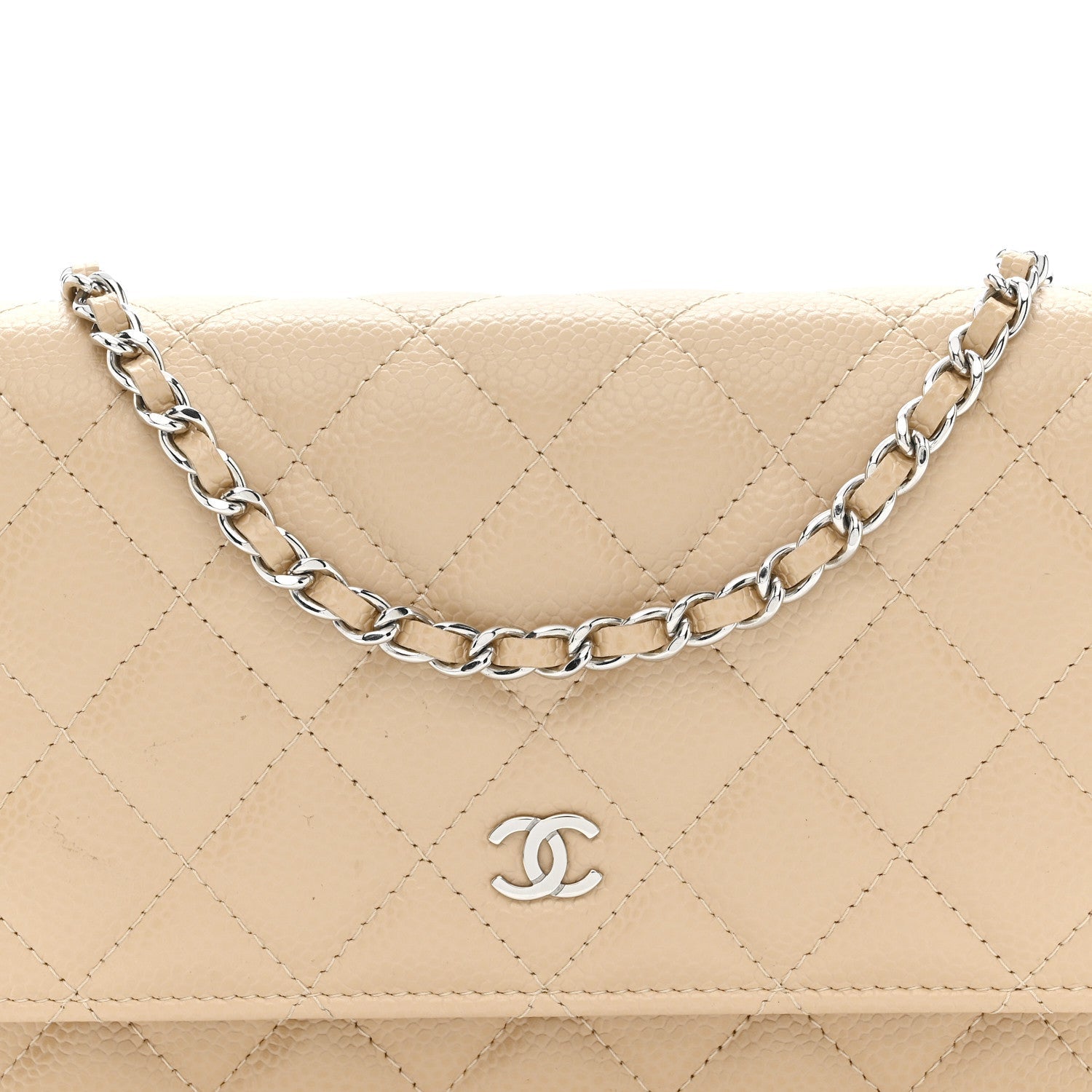 Chanel Caviar Quilted Wallet on Chain WOC Beige