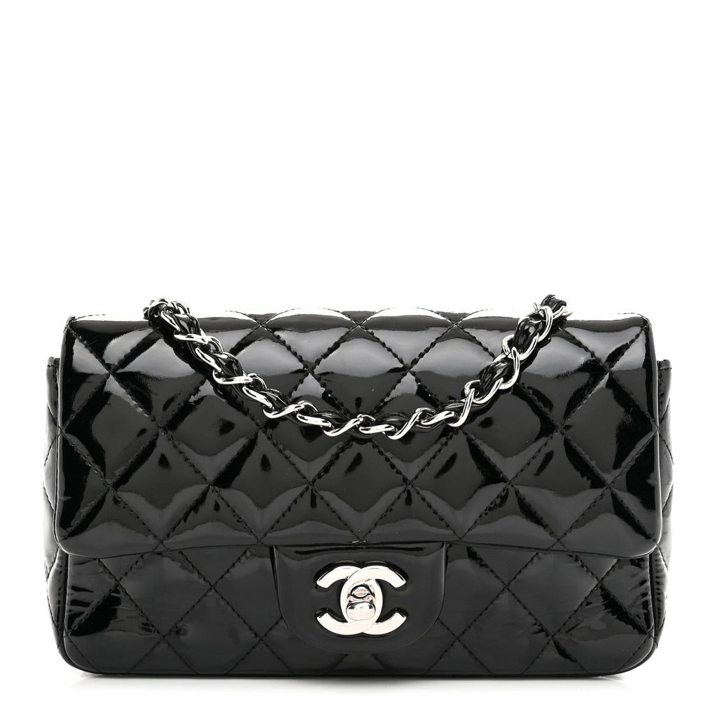 Chanel Patent Calfskin Quilted Mini Rectangular Flap Black