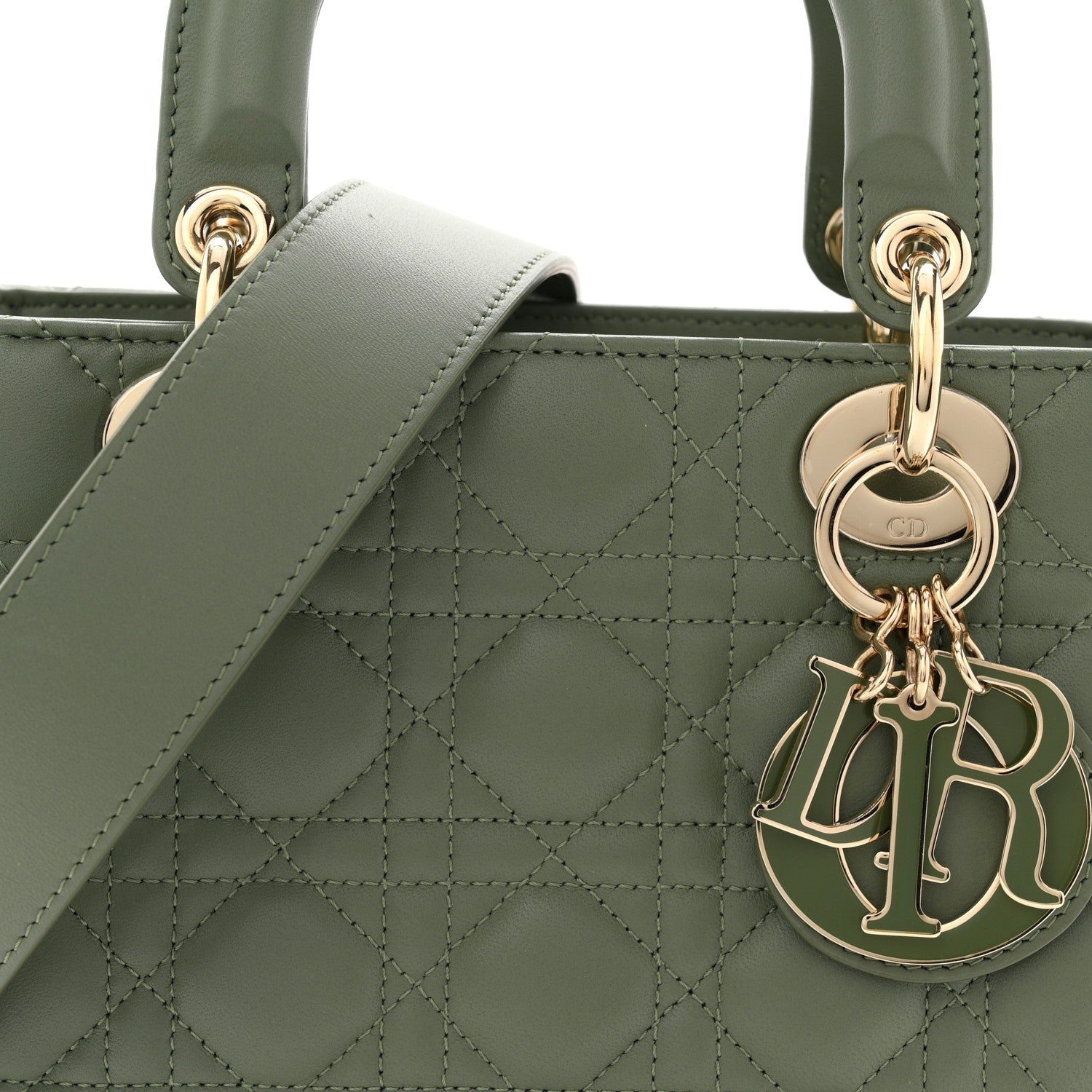 Christian Dior Lambskin Cannage Small My ABCDior Lady Dior Peyote Green