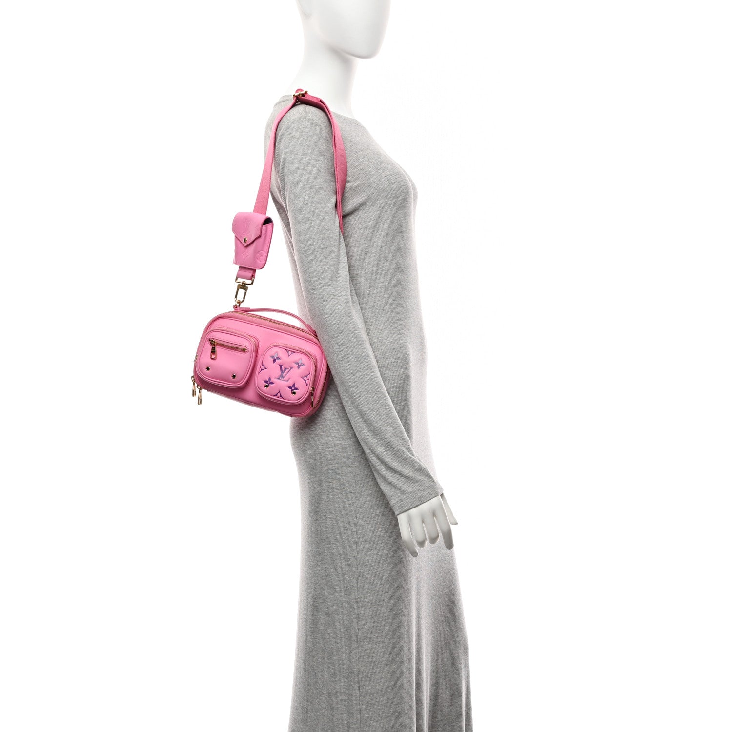 Louis Vuitton Calfskin Embossed Monogram Vuittamins Utility Crossbody Rose Violet