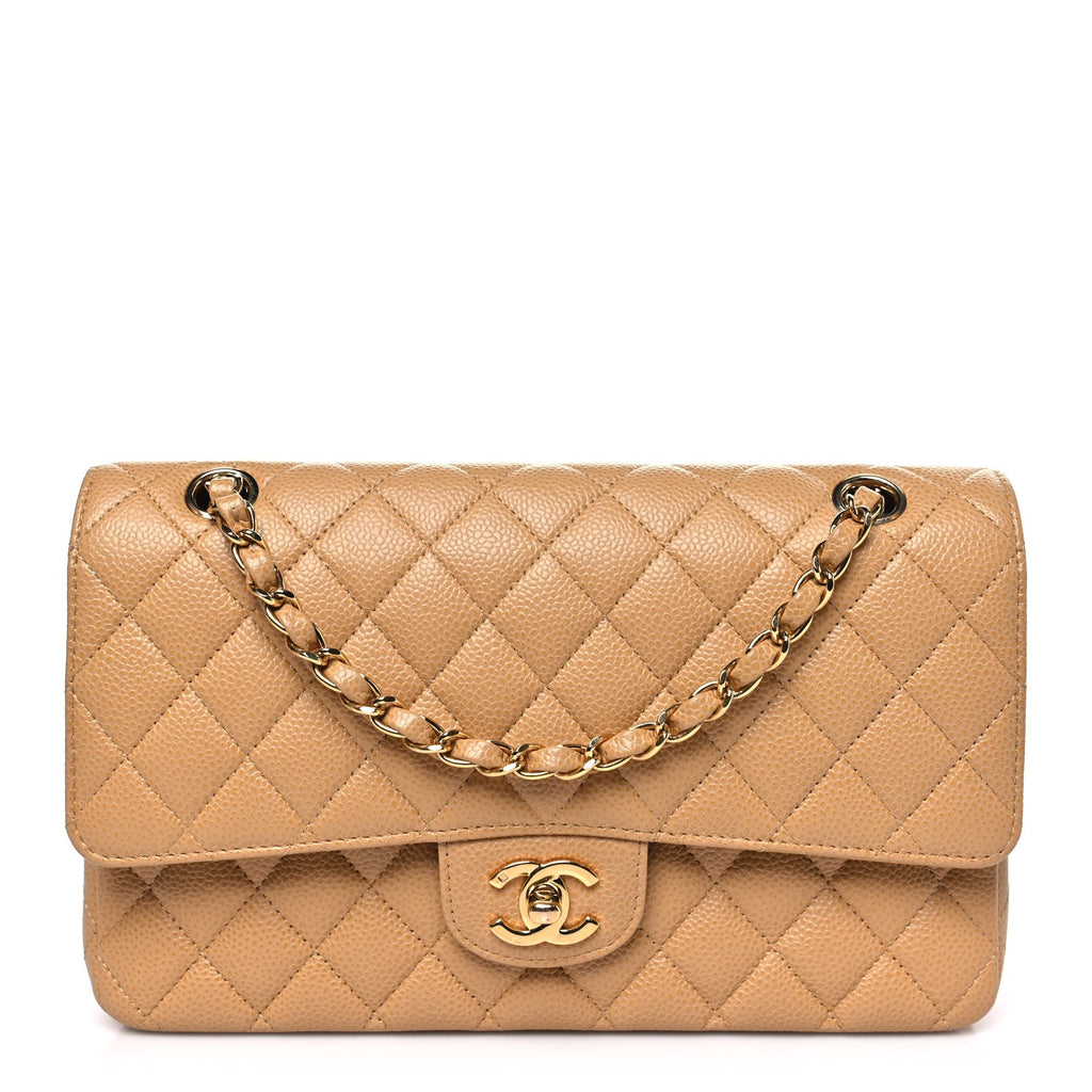 Chanel Caviar Quilted Medium Double Flap Beige