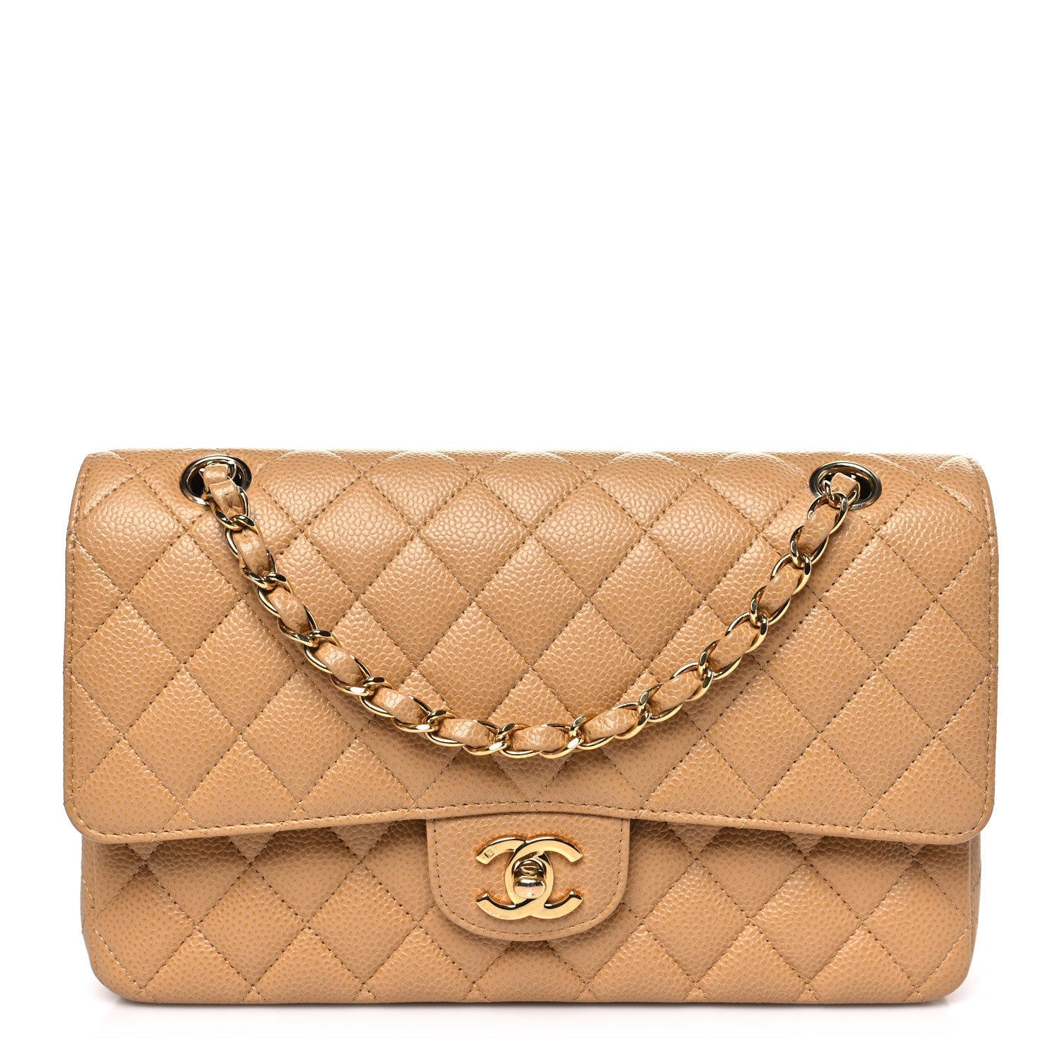Chanel Caviar Quilted Medium Double Flap Beige