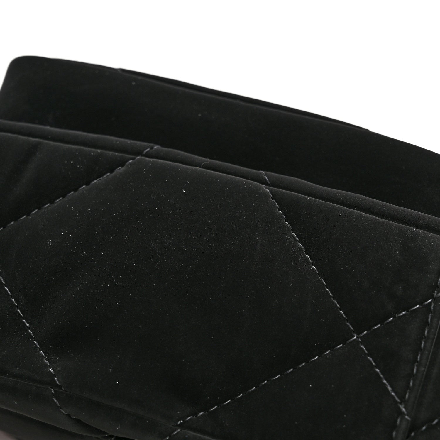 Chanel Velvet Effect Nylon Shiny Crumpled Calfskin Mini Quilted Chanel 25 Clutch With Chain Black