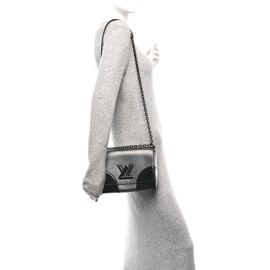 Louis Vuitton Epi Patent Twist Shoulder Bag MM Anthracite Nacre