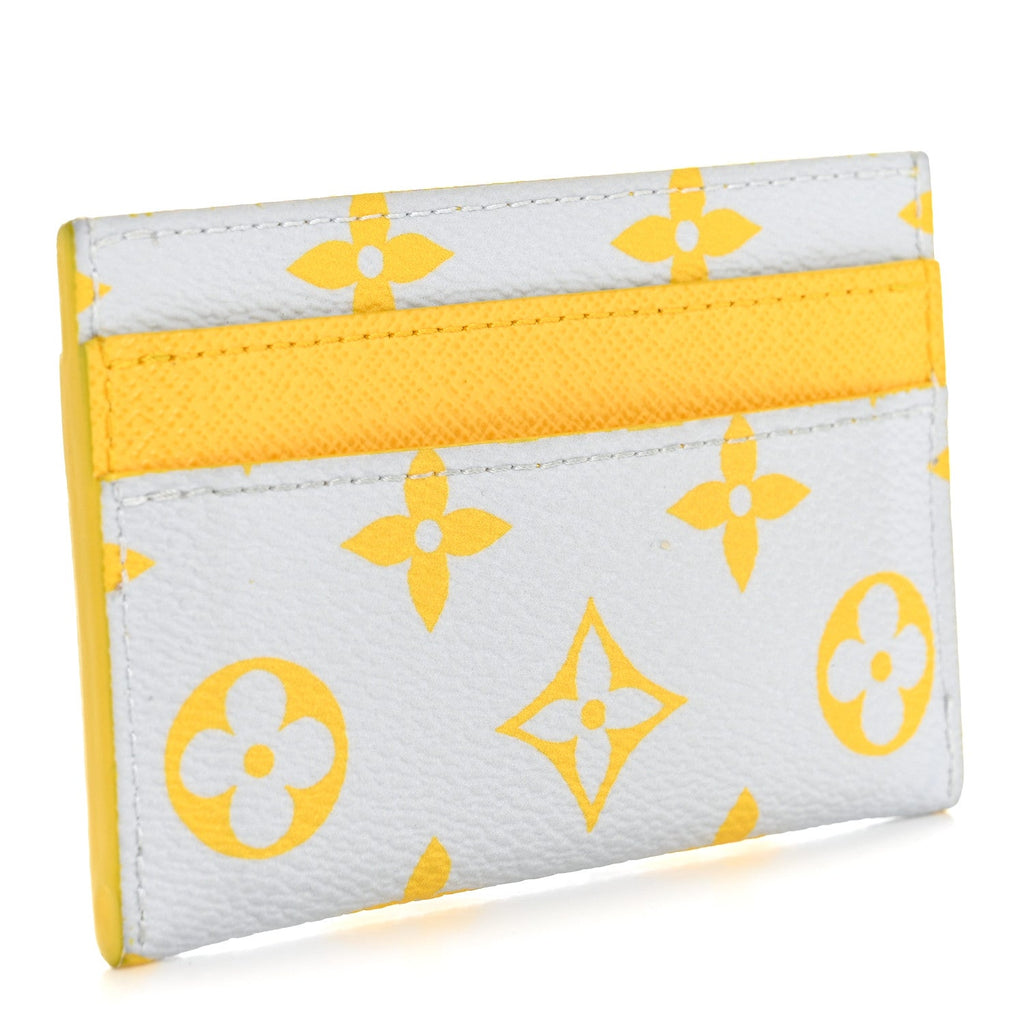 Louis Vuitton Monogram Glow Double Card Holder Gray Yellow