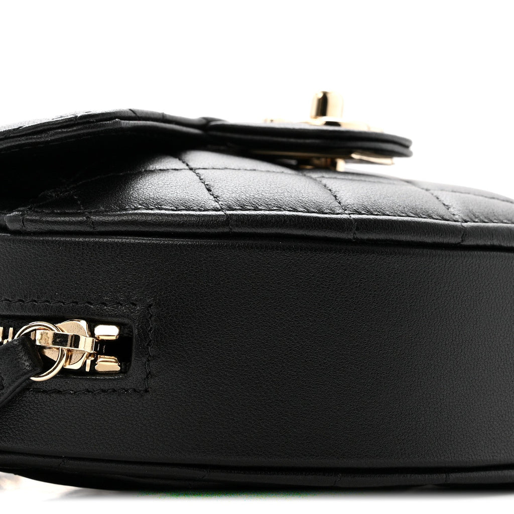 Chanel Lambskin Quilted CC In Love Heart Clutch With Chain Black