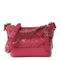 Chanel Aged Calfskin Quilted Small Gabrielle Hobo Fuchsia
