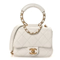 Chanel Lambskin Quilted Small Circular Handle Bag White