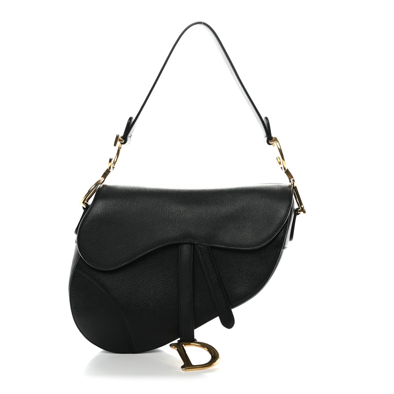 Christian Dior Grained Calfskin Saddle Bag Black