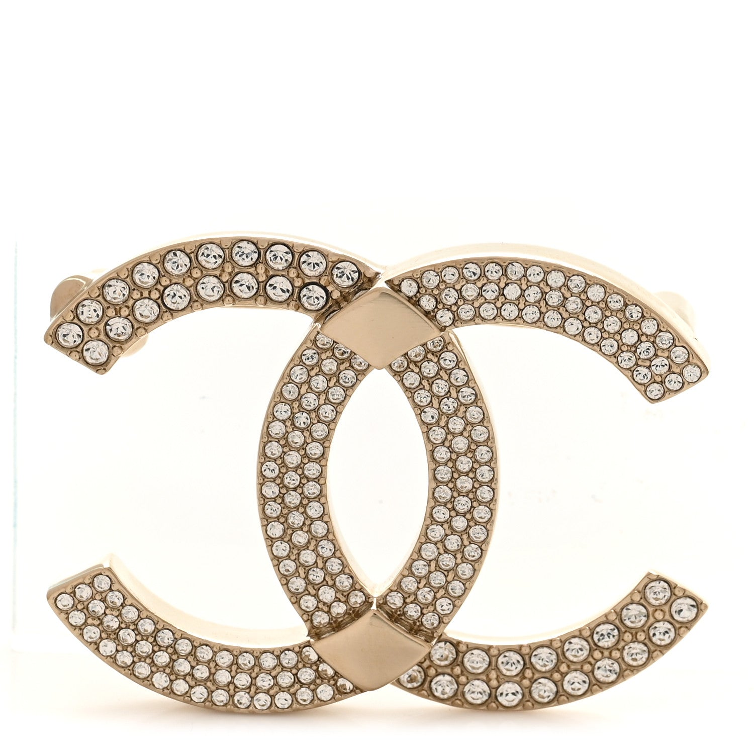 Crystal CC Brooch Gold