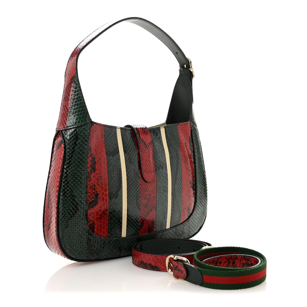Gucci Snakeskin Web Small Jackie 1961 Hobo Green