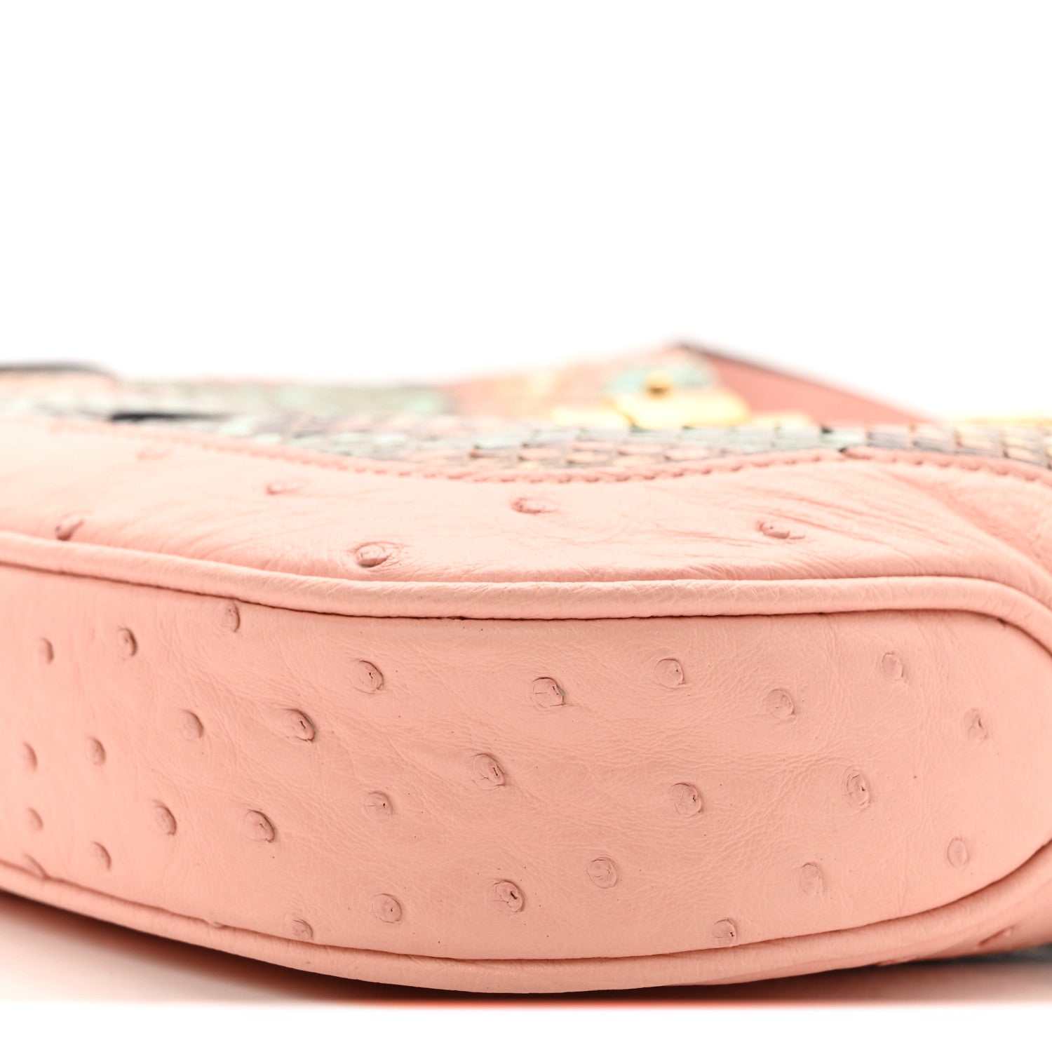 Gucci Snakeskin Ostrich Calfskin Small Jackie 1961 Hobo Pink Multicolor