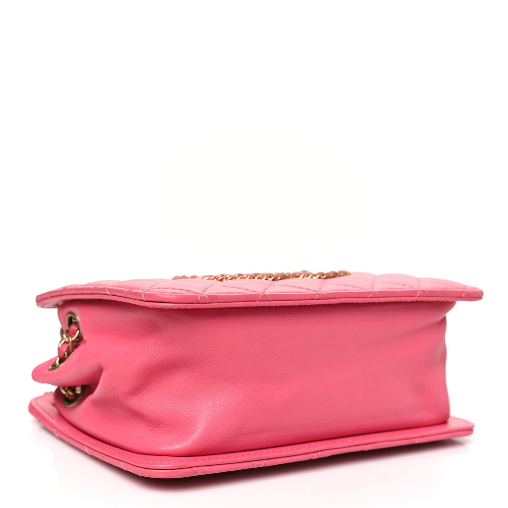 Chanel Calfskin Quilted Small CC Chain Accordion Tote Pink