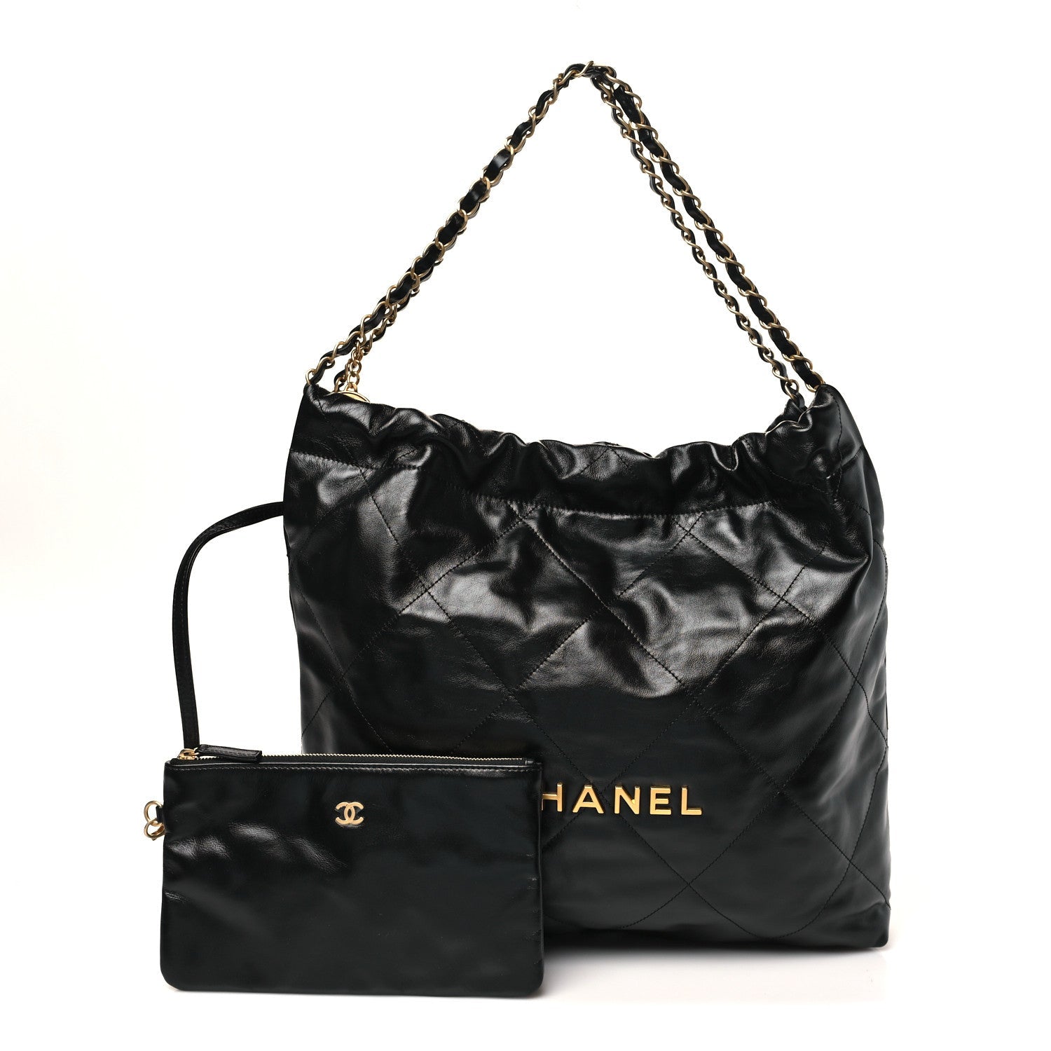 Chanel Shiny Calfskin Quilted Chanel 22 Black