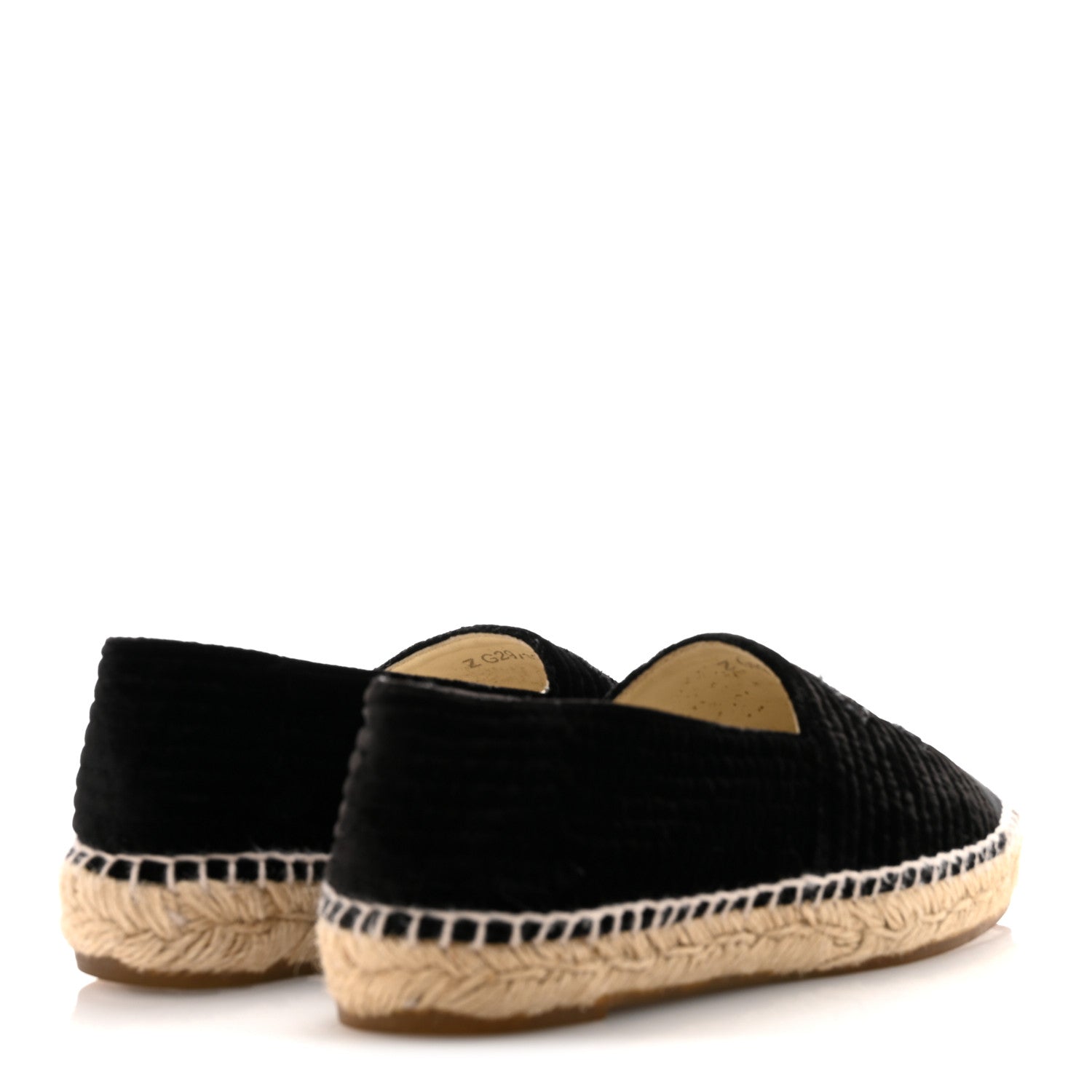 Chanel Velvet Grosgrain Quilted CC Espadrilles 35 Black