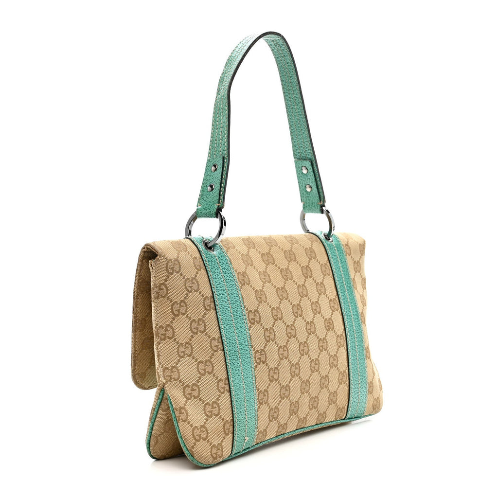 Gucci Monogram Satchel Bag Turquoise