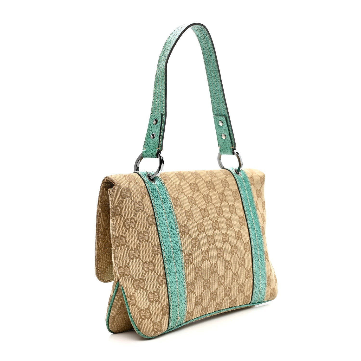 Gucci Monogram Satchel Bag Turquoise