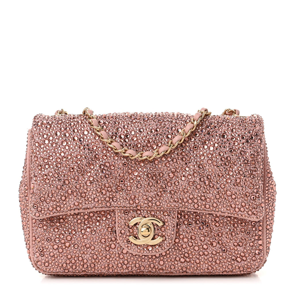 Chanel Lambskin Crystal Diamante Small Flap Light Pink