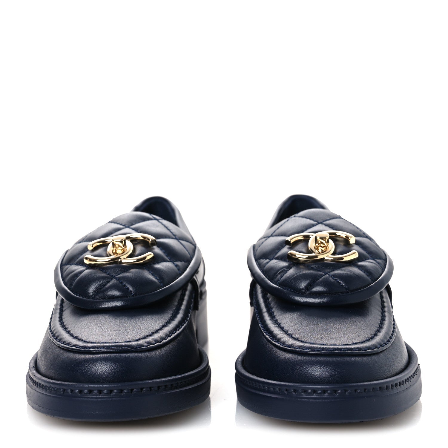 Lambskin Quilted CC Turnlock Loafers 36 Navy
