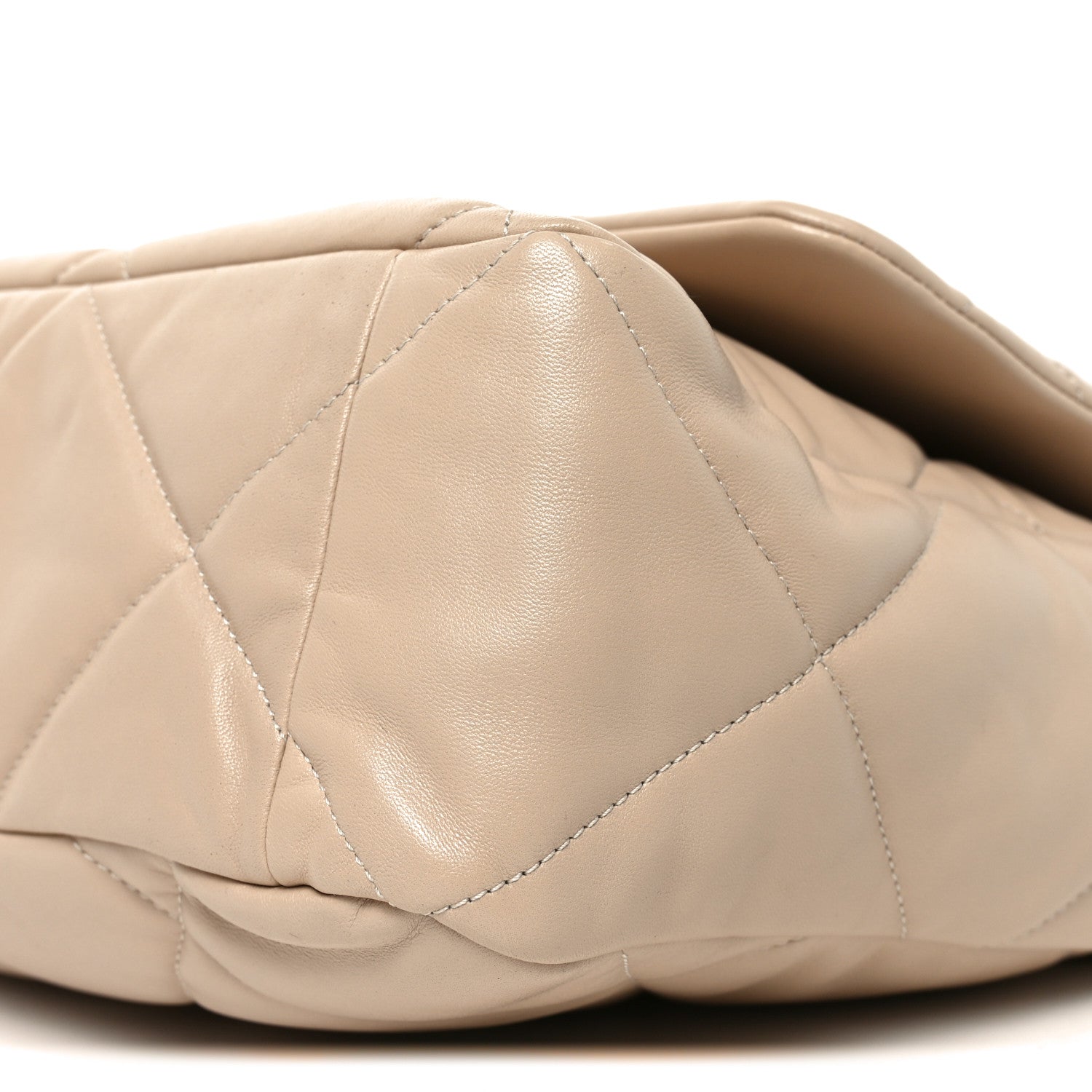 Chanel Lambskin Quilted Maxi Chanel 19 Flap Beige